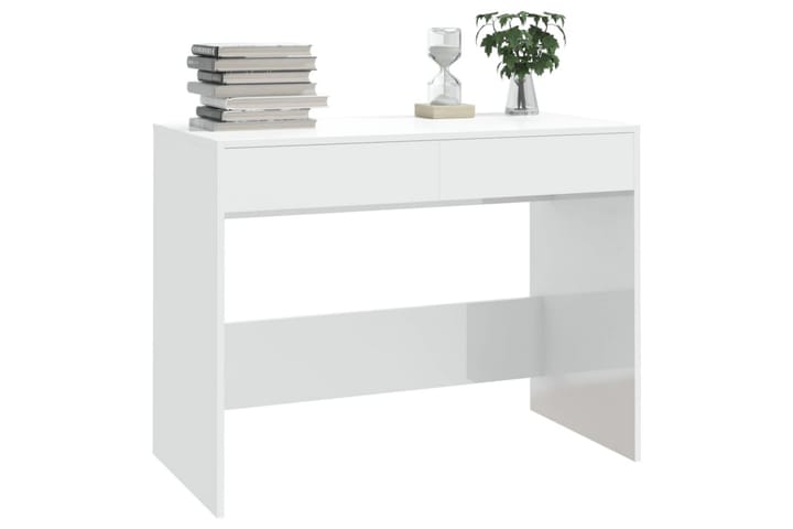 Työpöytä korkeakiilto valkoinen 101x50x76,5 cm lastulevy - Valkoinen - Yöpöytä