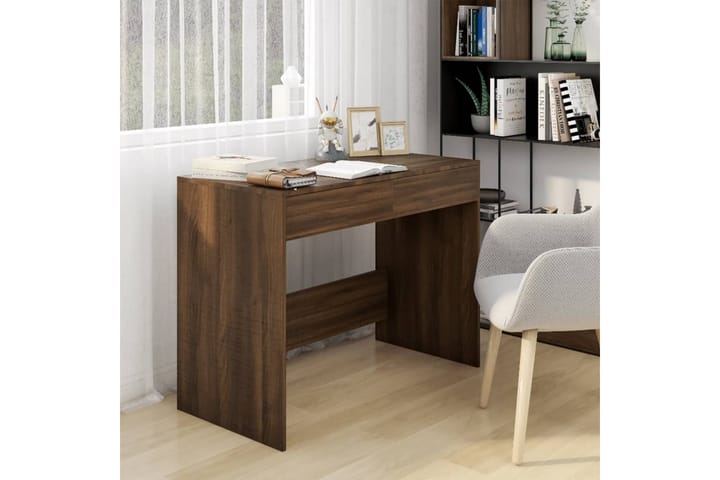 Työpöytä ruskea tammi 101x50x76,5 cm lastulevy - Ruskea - Yöpöytä