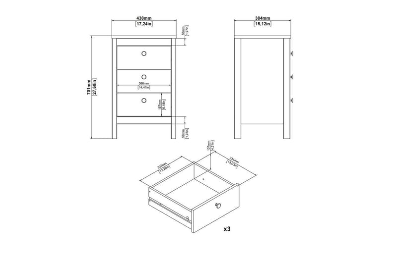 Vallvidera Yöpöytä 44 cm - Beige - Huonekalut - Pöytä & ruokailuryhmä - Apupöytä & sivupöytä - Yöpöytä
