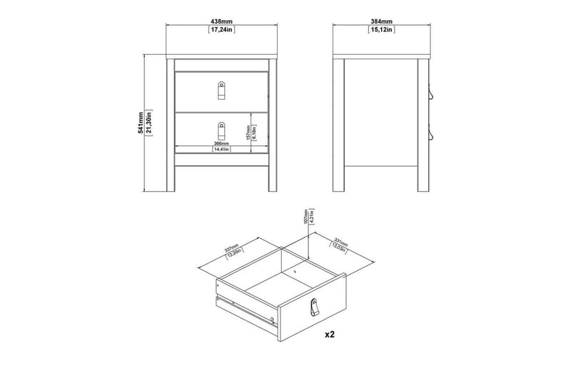 Vallvidera Yöpöytä 44 cm - Valkoinen - Huonekalut - Pöytä & ruokailuryhmä - Apupöytä & sivupöytä - Yöpöytä