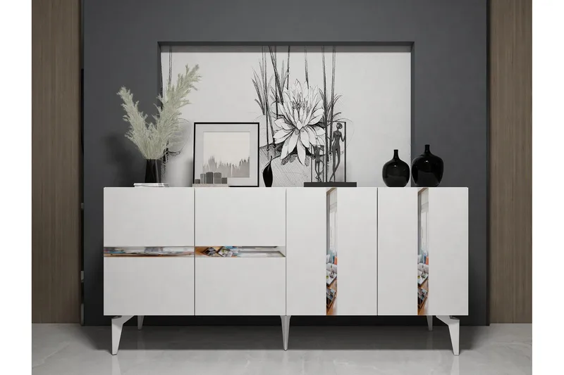 Vania Konsolipöytä 150 cm - Valkoinen/Hopea - Huonekalut - Pöytä & ruokailuryhmä - Apupöytä & sivupöytä - Konsolipöytä