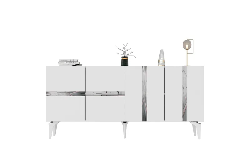 Vania Konsolipöytä 150 cm, Valkoinen/Hopea