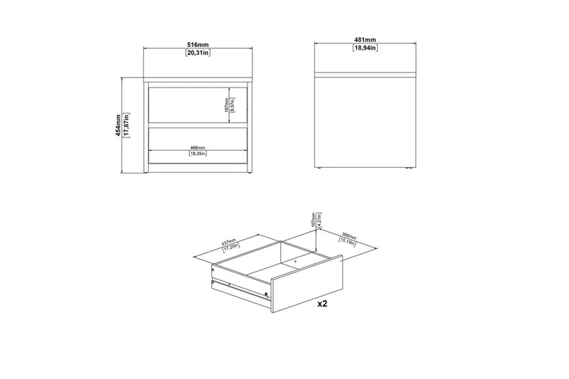 Varun Yöpöytä 52 cm - Valkoinen - Huonekalut - Pöytä & ruokailuryhmä - Apupöytä & sivupöytä - Yöpöytä