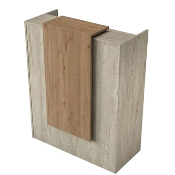 Vastaanottotiski Wallxpert Cleo Shelf (90 x 110 x 40 cm) Travertiini/pähkinä - Travertiini ja pähkinä - Huonekalut - Pöytä & ruokailuryhmä - Apupöytä & sivupöytä - Eteispöytä