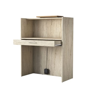 Vastaanottotiski Wallxpert Cleo Shelf (90 x 110 x 40 cm) Travertiini/pähkinä - Travertiini ja pähkinä - Huonekalut - Pöytä & ruokailuryhmä - Apupöytä & sivupöytä - Eteispöytä