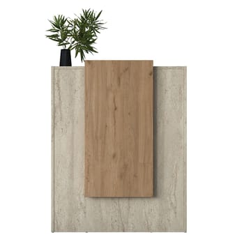 Vastaanottotiski Wallxpert Cleo Shelf (90 x 110 x 40 cm) Travertiini/pähkinä - Travertiini ja pähkinä - Huonekalut - Pöytä & ruokailuryhmä - Apupöytä & sivupöytä - Eteispöytä
