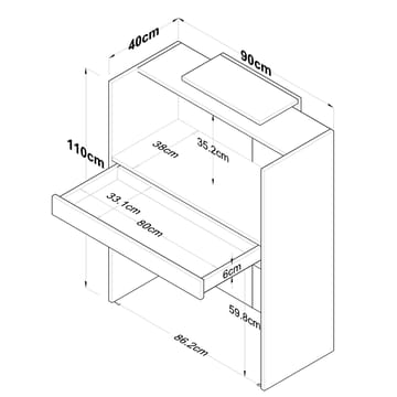 Vastaanottotiski Wallxpert Cleo Shelf (90 x 110 x 40 cm) Travertiini/pähkinä - Travertiini ja pähkinä - Huonekalut - Pöytä & ruokailuryhmä - Apupöytä & sivupöytä - Eteispöytä