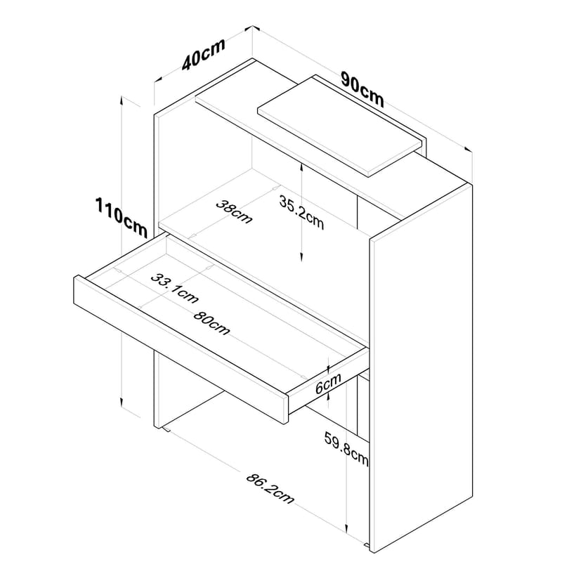 Vastaanottotiski Wallxpert Cleo Shelf (90 x 110 x 40 cm) Travertiini/pähkinä - Travertiini ja pähkinä - Huonekalut - Pöytä & ruokailuryhmä - Apupöytä & sivupöytä - Eteispöytä