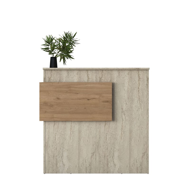 Vastaanottotiski Wallxpert Dara (110 x 110 x 40 cm) Travertiini pähkinä - Travertiini ja pähkinä - Huonekalut - Pöytä & ruokailuryhmä - Apupöytä & sivupöytä - Eteispöytä
