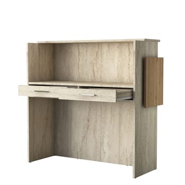 Vastaanottotiski Wallxpert Dara (110 x 110 x 40 cm) Travertiini pähkinä - Travertiini ja pähkinä - Huonekalut - Pöytä & ruokailuryhmä - Apupöytä & sivupöytä - Eteispöytä