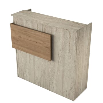 Vastaanottotiski Wallxpert Dara (110 x 110 x 40 cm) Travertiini pähkinä - Travertiini ja pähkinä - Huonekalut - Pöytä & ruokailuryhmä - Apupöytä & sivupöytä - Eteispöytä