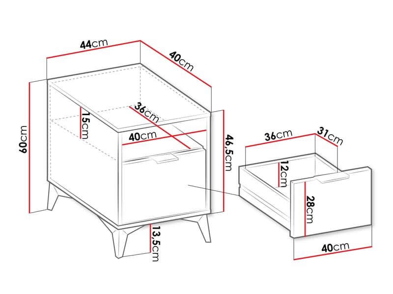 Vemdalen-yöpöytä 44 cm - ruskea - Huonekalut - Pöytä & ruokailuryhmä - Apupöytä & sivupöytä - Yöpöytä