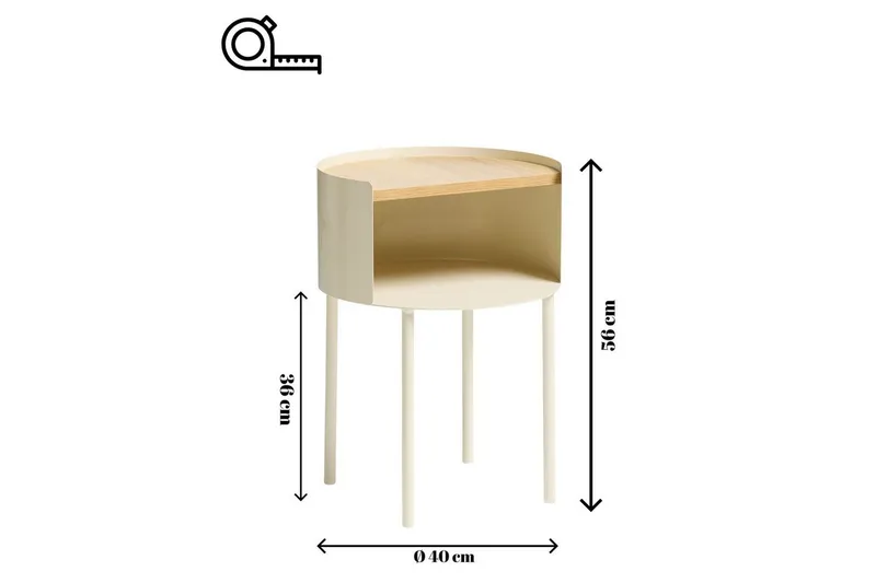 Veyric Sivupöytä 40 cm - Kerma - Huonekalut - Pöytä & ruokailuryhmä - Apupöytä & sivupöytä - Tarjotinpöytä & pikkupöytä