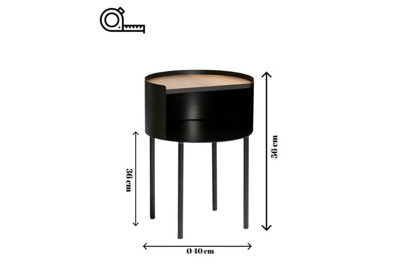 Veyric Sivupöytä 40 cm - Musta - Huonekalut - Pöytä & ruokailuryhmä - Apupöytä & sivupöytä - Tarjotinpöytä & pikkupöytä