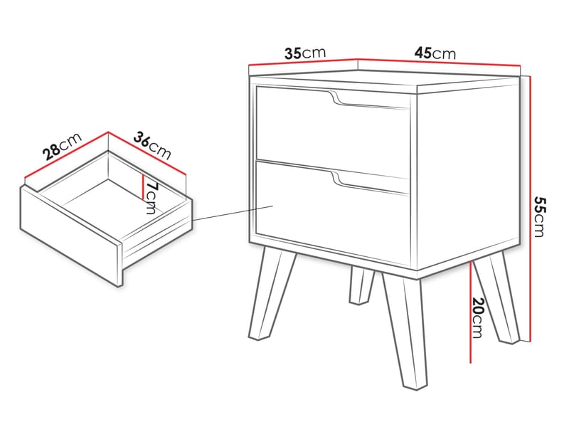 Virello Yöpöytä 45 cm - beige - Huonekalut - Pöytä & ruokailuryhmä - Apupöytä & sivupöytä - Yöpöytä