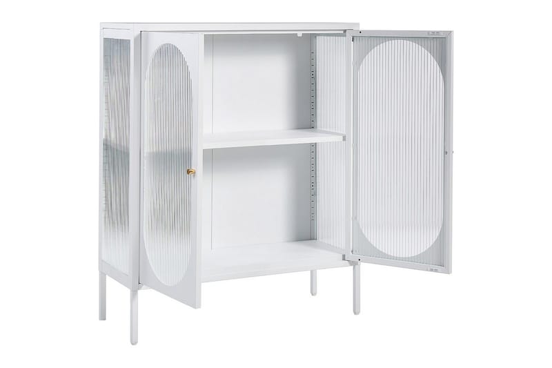 Vitrinikaappi Sarre Valkoinen, kulta - Valkoinen, kulta - Säilytys - Kaappi - Vitriini