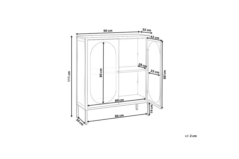 Vitrinikaappi Sarre Valkoinen, kulta - Valkoinen, kulta - Säilytys - Kaappi - Vitriini