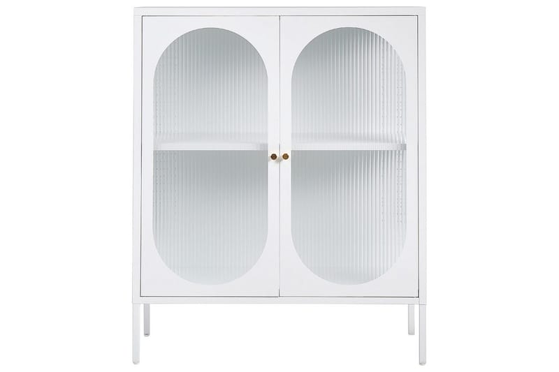 Vitrinikaappi Sarre Valkoinen, kulta - Valkoinen, kulta - Säilytys - Kaappi - Vitriini