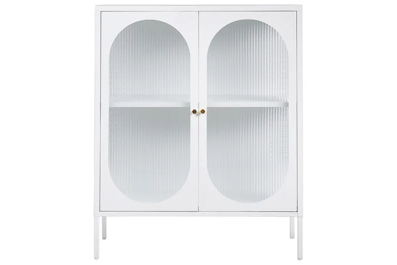 Vitrinikaappi Sarre Valkoinen, kulta - Valkoinen, kulta - Säilytys - Kaappi - Vitriini