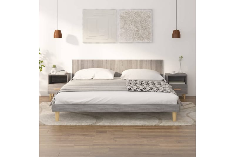 Yöpöydät 2 kpl harmaa Sonoma 40x35x47 cm - Harmaa - Huonekalut - Pöytä & ruokailuryhmä - Apupöytä & sivupöytä - Yöpöytä