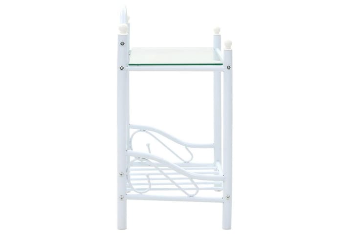 Yöpöydät 2 kpl teräs & karkaistu lasi 45x30,5x60cm valkoinen - Valkoinen - Yöpöytä