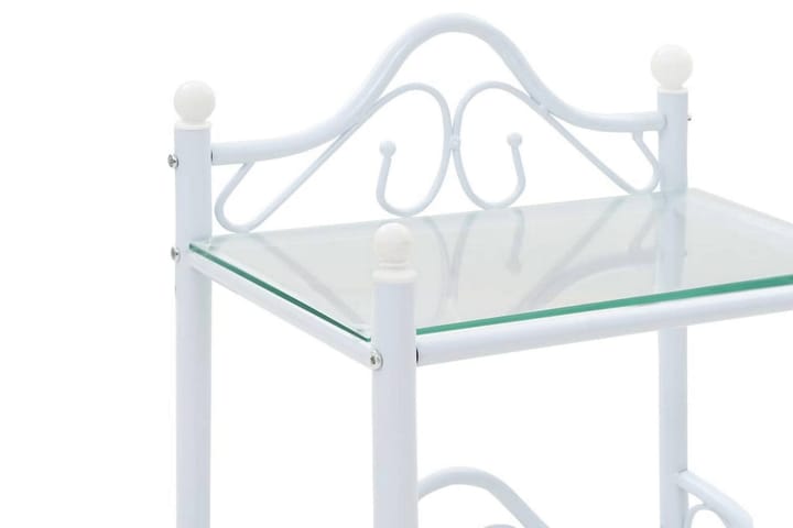 Yöpöydät 2 kpl teräs & karkaistu lasi 45x30,5x60cm valkoinen - Valkoinen - Yöpöytä