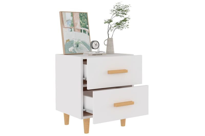Yöpöydät 2 kpl valkoinen 40x35x47,5 cm - Valkoinen - Huonekalut - Pöytä & ruokailuryhmä - Apupöytä & sivupöytä - Yöpöytä