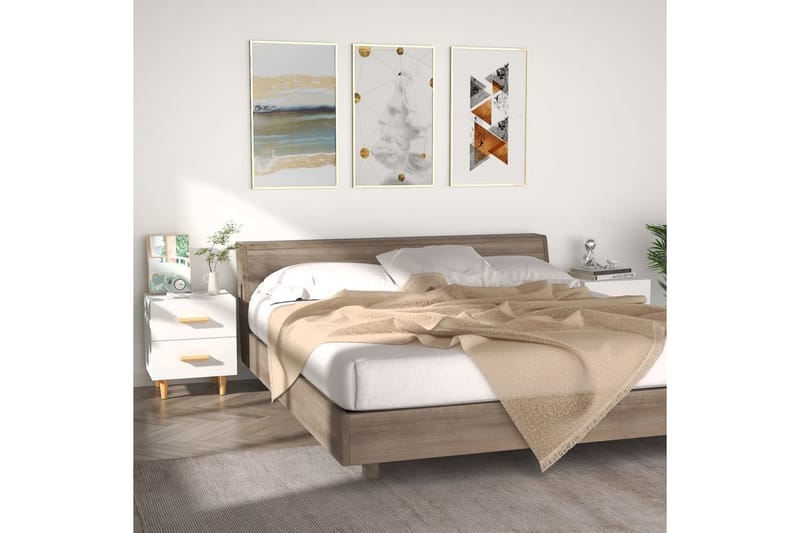 Yöpöydät 2 kpl valkoinen 40x35x47,5 cm - Valkoinen - Huonekalut - Pöytä & ruokailuryhmä - Apupöytä & sivupöytä - Yöpöytä