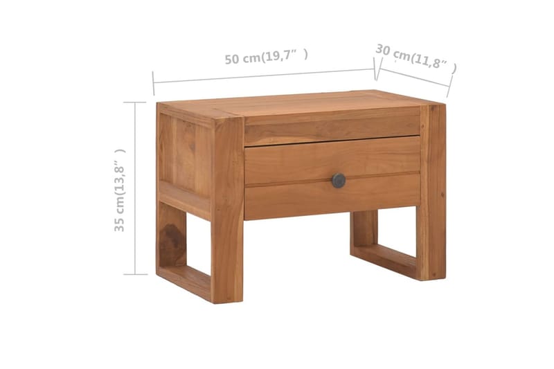 Yöpöytä 50x30x35 cm täysi tiikki - Ruskea - Huonekalut - Pöytä & ruokailuryhmä - Apupöytä & sivupöytä - Yöpöytä