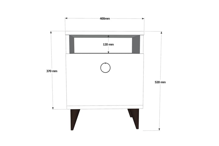 Yöpöytä Bazzanella 52 cm - Valkoinen - Yöpöytä