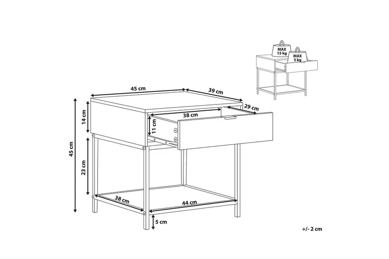 Yöpöytä Berkley - Huonekalut - Pöytä & ruokailuryhmä - Apupöytä & sivupöytä - Yöpöytä