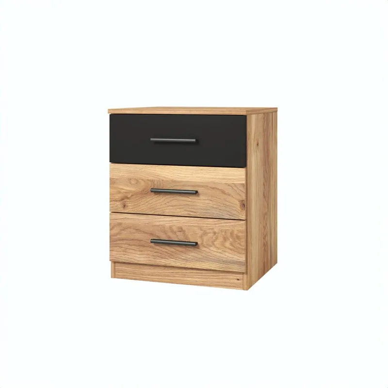 Yöpöytä Beta ja 3 laatikkoa, Mauvella-tammi