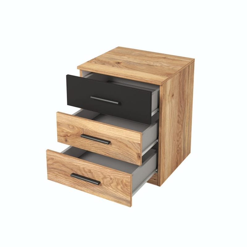 Yöpöytä Beta ja 3 laatikkoa - Mauvella-tammi - Huonekalut - Pöytä & ruokailuryhmä - Apupöytä & sivupöytä - Yöpöytä