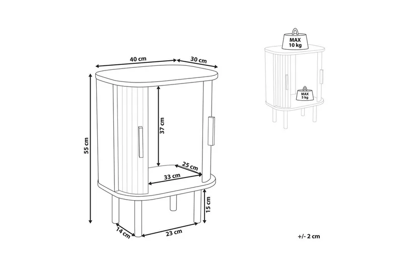Yöpöytä Bradley - Huonekalut - Pöytä & ruokailuryhmä - Apupöytä & sivupöytä - Yöpöytä