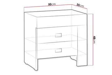 Cezara Sängbord 50 cm Vänster med Förvaring 2 Lådor Bedly Ek - Huonekalut - Pöytä & ruokailuryhmä - Apupöytä & sivupöytä - Yöpöytä