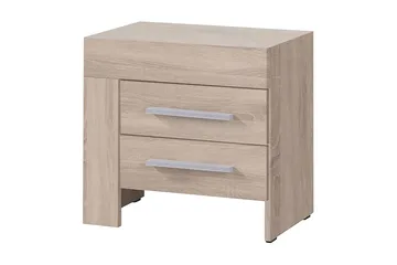 Cezara Sängbord 50 cm Vänster med Förvaring 2 Lådor Bedly Ek - Huonekalut - Pöytä & ruokailuryhmä - Apupöytä & sivupöytä - Yöpöytä