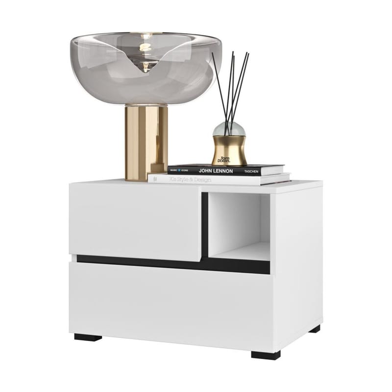 Yöpöytä Cross S 2 laatikolla - Valkoinen - Huonekalut - Pöytä & ruokailuryhmä - Apupöytä & sivupöytä - Yöpöytä