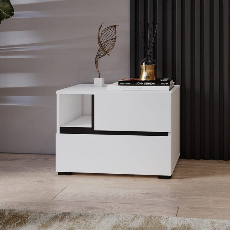 Yöpöytä Cross S 2 laatikolla - Valkoinen - Huonekalut - Pöytä & ruokailuryhmä - Apupöytä & sivupöytä - Yöpöytä