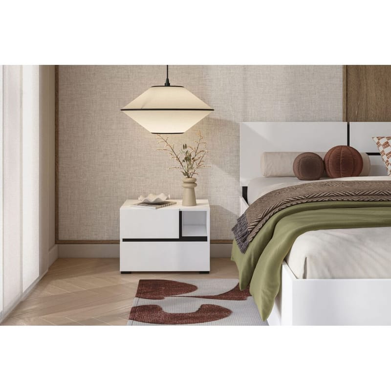 Yöpöytä Cross S 2 laatikolla - Valkoinen - Huonekalut - Pöytä & ruokailuryhmä - Apupöytä & sivupöytä - Yöpöytä