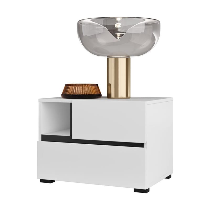 Yöpöytä Cross S 2 laatikolla - Valkoinen - Huonekalut - Pöytä & ruokailuryhmä - Apupöytä & sivupöytä - Yöpöytä