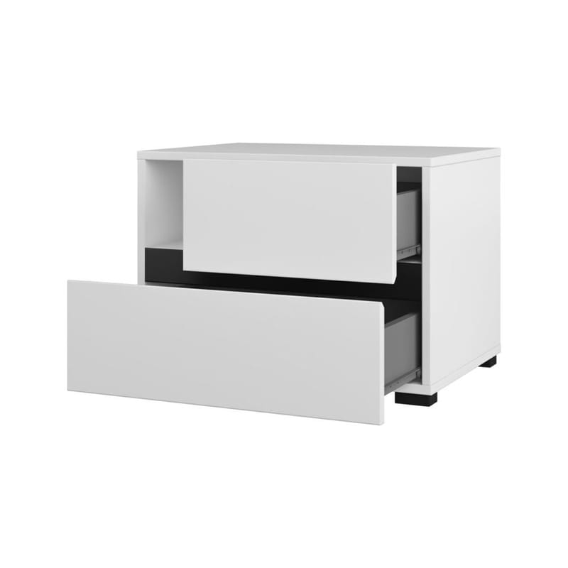 Yöpöytä Cross S 2 laatikolla - Valkoinen - Huonekalut - Pöytä & ruokailuryhmä - Apupöytä & sivupöytä - Yöpöytä