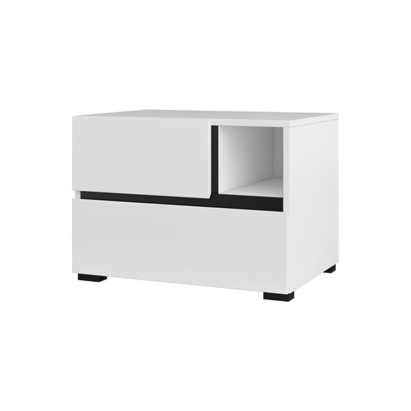 Yöpöytä Cross S 2 laatikolla, Valkoinen