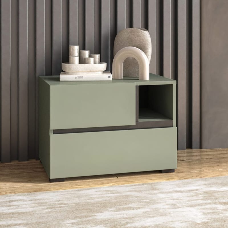 Yöpöytä Cross S 2 laatikolla - Vihreä - Huonekalut - Pöytä & ruokailuryhmä - Apupöytä & sivupöytä - Yöpöytä