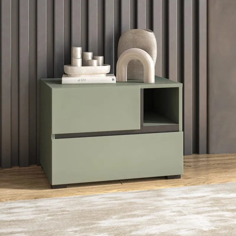 Yöpöytä Cross S 2 laatikolla - Vihreä - Huonekalut - Pöytä & ruokailuryhmä - Apupöytä & sivupöytä - Yöpöytä