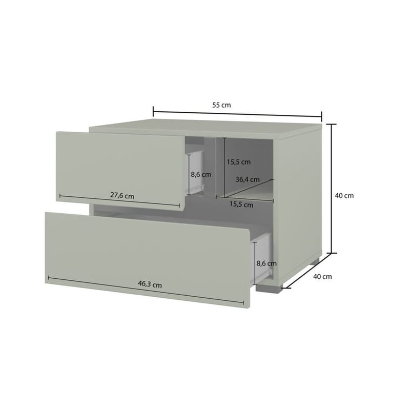 Yöpöytä Cross S 2 laatikolla - Vihreä - Huonekalut - Pöytä & ruokailuryhmä - Apupöytä & sivupöytä - Yöpöytä