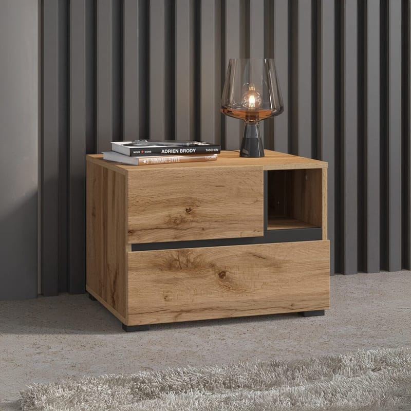 Yöpöytä Cross S 2 laatikolla - Wotan Tammik - Huonekalut - Pöytä & ruokailuryhmä - Apupöytä & sivupöytä - Yöpöytä