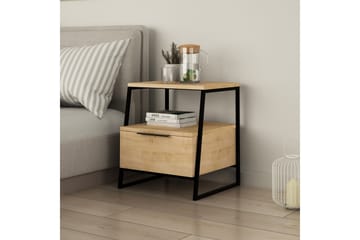 Desgrar yöpöytä 45x50 cm tammea laatikoilla ja säilytystilalla - Beige - Huonekalut - Pöytä & ruokailuryhmä - Apupöytä & sivupöytä - Yöpöytä