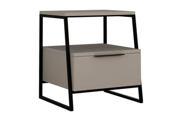 Desgrar yöpöytä 45x50 cm puuta laatikoilla ja säilytystilalla - Mokkabeige - Huonekalut - Pöytä & ruokailuryhmä - Apupöytä & sivupöytä - Yöpöytä