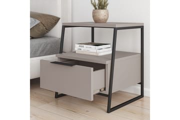 Desgrar yöpöytä 45x50 cm puuta laatikoilla ja säilytystilalla - Mokkabeige - Huonekalut - Pöytä & ruokailuryhmä - Apupöytä & sivupöytä - Yöpöytä