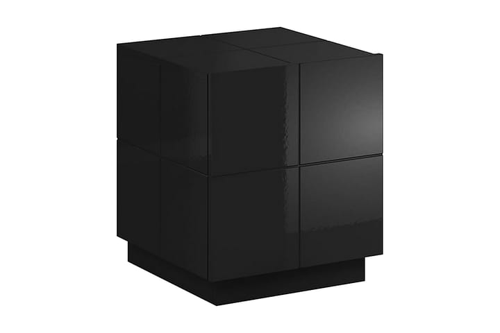 Yöpöytä Ebreon 46 cm + LED 2-pak - Musta Korkeakiilto/Valk LED - Yöpöytä